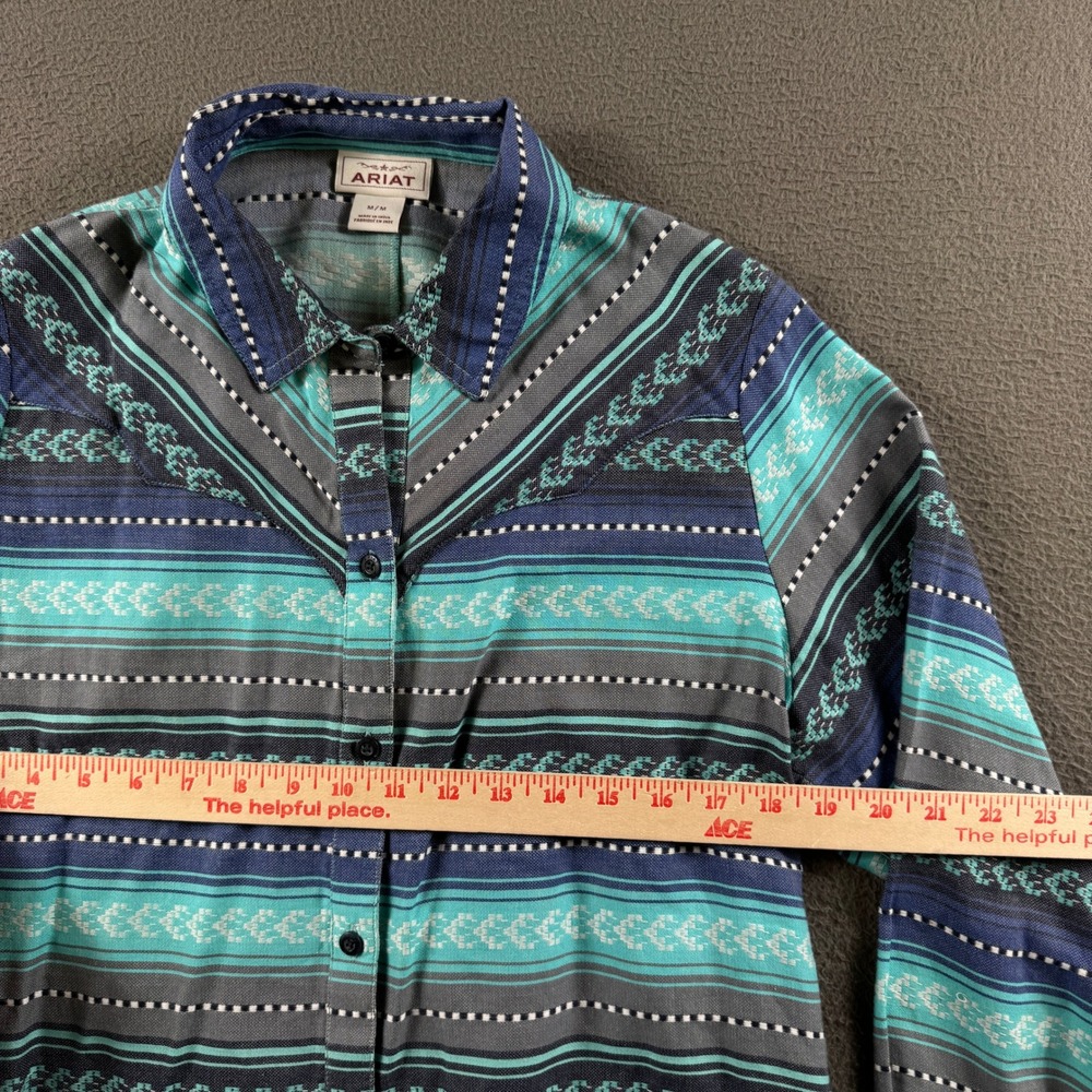 Ariat Button Down Women M Multi Southwestern Western Cowgirl Barrel Racer Top - Picture 5 of 8